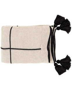 Beige Fleck Solid & Border Throw Home