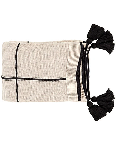 Beige Fleck Solid & Border Throw Home