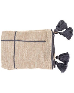 Denim Fleck Solid & Border Throw Home