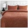 Waffle Burnt Orange Duvet Set With Two Standard Shams Home